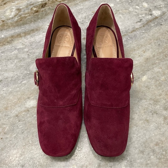 TORY BURCH Tess Loafer Pump Burgundy Suede Women’s 6M - Picture 13 of 13